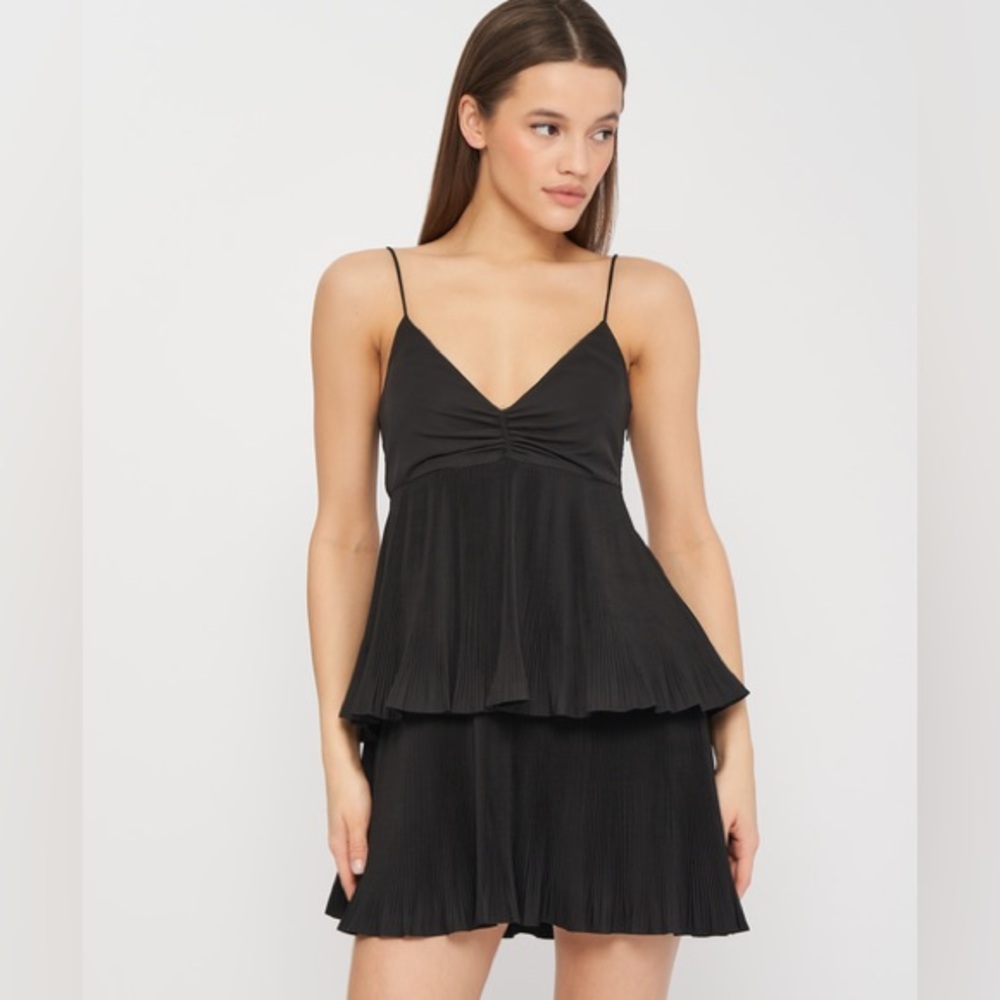 Zara black pleated mini dress. NWT size L